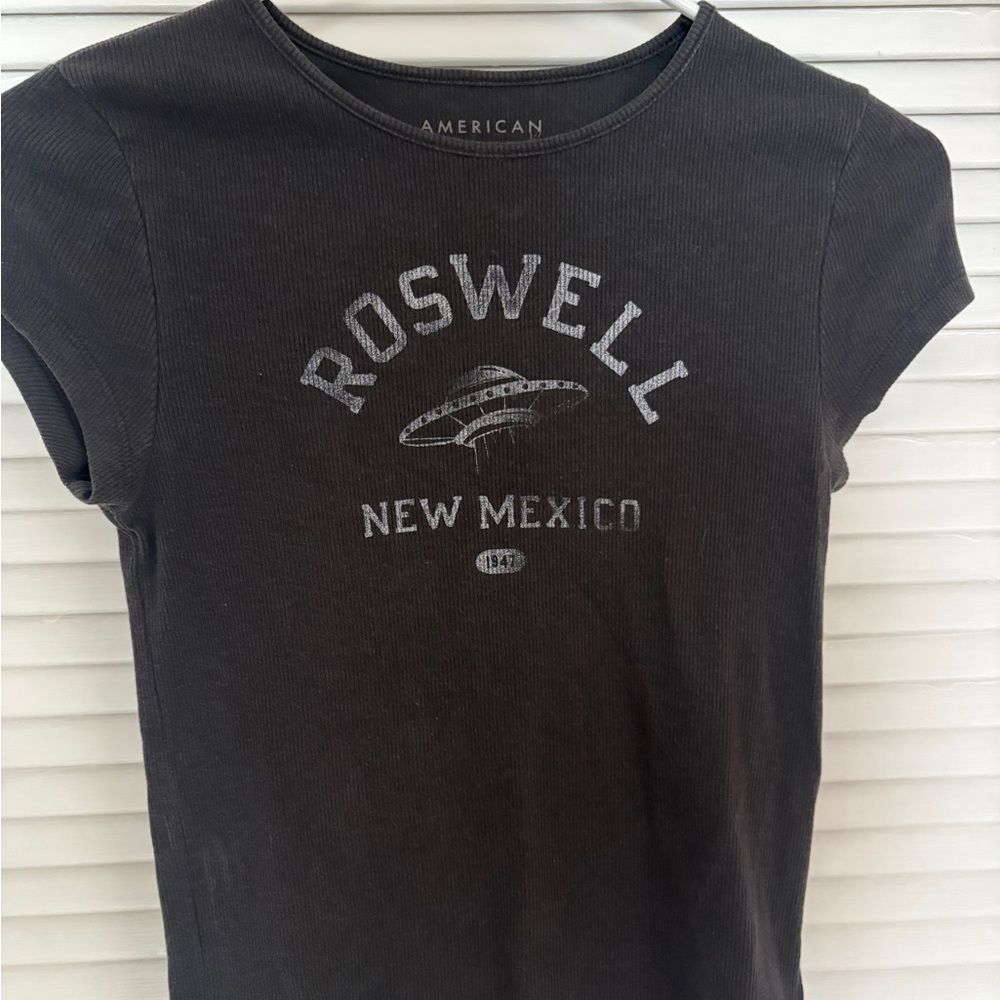 American Eagle Outfitters Charcoal Roswell Tee